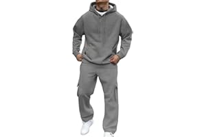 Bakgeerle Mens Sweatsuits 2 Piece Set Fleece Hoodies and Cargo Sweatpants Set Casual Athletic Tracksuits Winter Jogging Suit