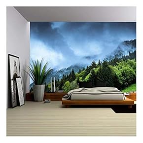 Nature Landscape with Fog in The Forest - Removable Wall Mural | Self-Adhesive Large Wallpaper - 100x144 inches