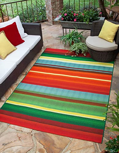Unique Loom Outdoor Modern Collection Area Rug - Jaco (6' 1" x 9' Rectangle, Mu…