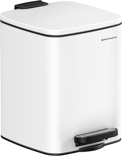 SONGMICS Kitchen Bin 6 L Steel Pedal Trash Bin with Inner Bucket