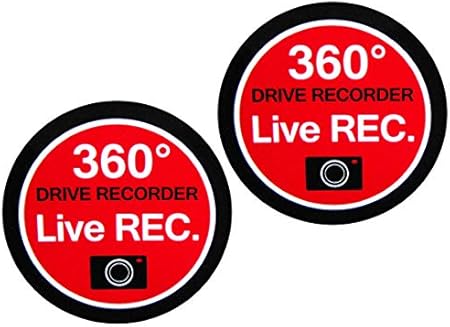 Amazon ドライブレコーダー ステッカー 360 録画中 ラウンド レッド 2枚セット ドラレコ 搭載車 シール 日本製 作動中 前後 撮影中 煽り防止 車載カメラ マーク 危険運転 回避 カーアクセサリー 車用品 アメリカン雑貨 ステッカー デカール 車 バイク