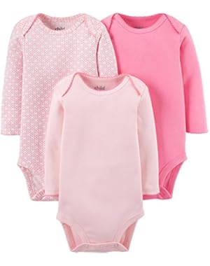Child Of Mine By Carter's Baby Girl Long Sleeve Bodysuits in Pink