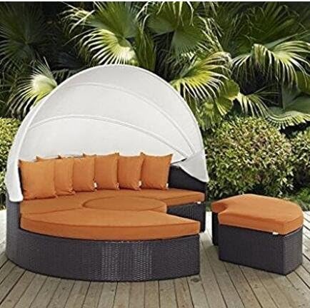 Husen 4-Piece Outdoor Canopy Daybed Sectional Set Orange