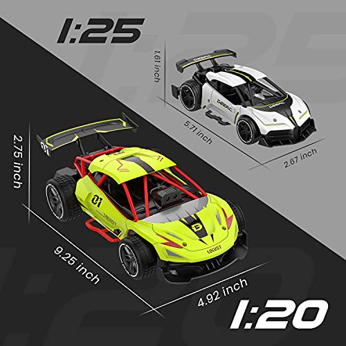 DEERC 287A 2 in 1 Auto-Sensing Remote Control Car, 15KM/H Racing Sport RC Cars with 2 Rechargeable Batteries for 60 Min, 1:20 Scale Vehicle Toy Hobby Car for Kids Teens Adults Gift