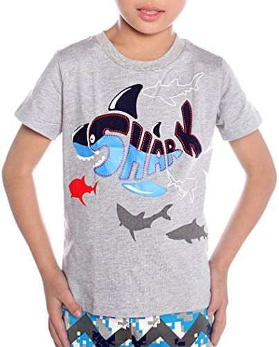 Tecrok Boys Short Sleeve Tshirt Cool Shark Summer Shirt Toddler Kids Clothes 1-7 Years, Gray, 6Y
