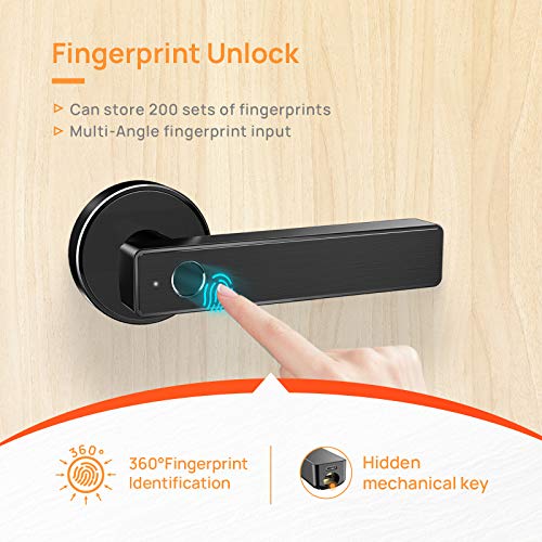 Smart Door Lock Keyless Entry Door Lock Biometric Fingerprint Bluetooth APP Control Lever Security Front Door Handle… - Image 2