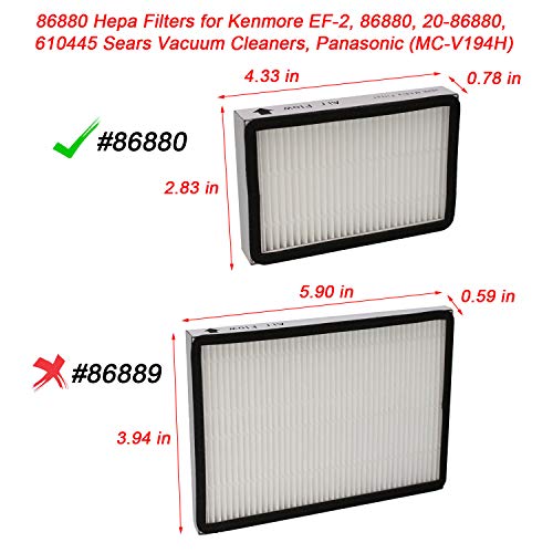 IOYIJOI 6 Pack Exhaust Vacuum 86880 Hepa Filters for Kenmore EF-2, 86880, 20-86880, 610445 Sears Vacuum Cleaners, Panasonic (MC-V194H)