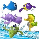 JollySweets 5Pcs Wind Up Toys Bath Toys, Bathtub Toys for Toddlers, Clockwork Water Toys Swimming Toys Boys and Girls