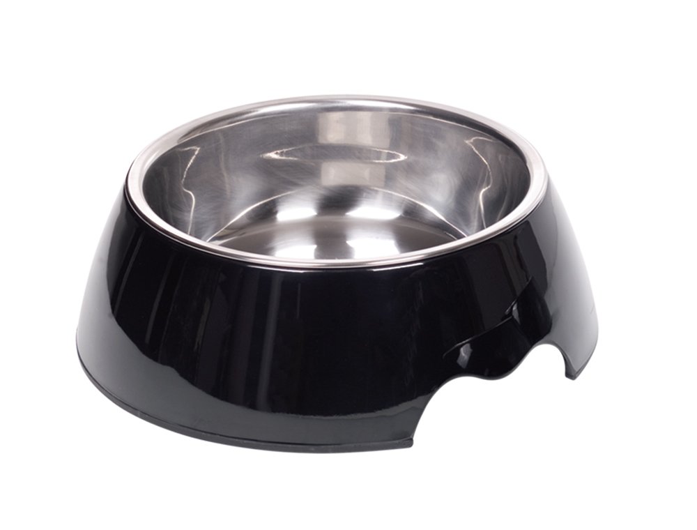 Nobby Melamine/Stainless Steel Dog Bowl, 22 x 7.5 cm, Black