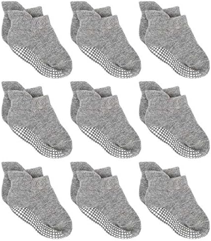 AVANTMEN Toddlers Baby Ankle Socks with Grips 12 Pack Non Slip Girls Boys Infants Kids Anti Skid
