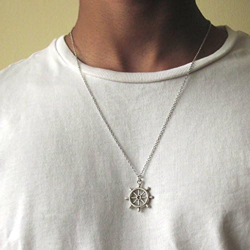 Men's Silver Plated Ship Rudder Necklace