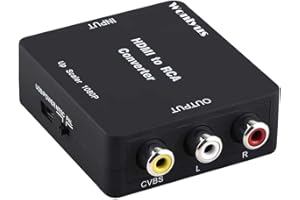Wonlyus HDMI to RCA, HDMI to RCA Converter 1080P HDMI to 3RCA CVBs Composite Video Audio Converter Adapter Supports PAL/NTSC for TV Stick, Roku, Chromecast, Apple TV, PC, Laptop, Xbox, HDTV, DVD