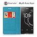 Feitenn Sony Xperia XZ1 Compact Premium Flip Leather PU Wallet Smart Case Stand Kickstand Card Holder Magnetic Closure Clear TPU Bumper Slim thin Cover Case for Sony Xperia XZ1 Compact(Blue)
