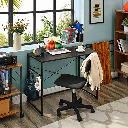 Mr IRONSTONE 39.4” Folding Computer Desk Carbon Fiber Tabletop, Writing