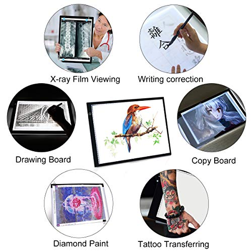 Large A3 Drawing Painting Board for Kids, 23" LED Light Box Tracing Drawing Pad Diamond Painting 10 Dimmable Brightness Adjustable for Artists Sketching Animation Stencilling X-rayViewing (Black)