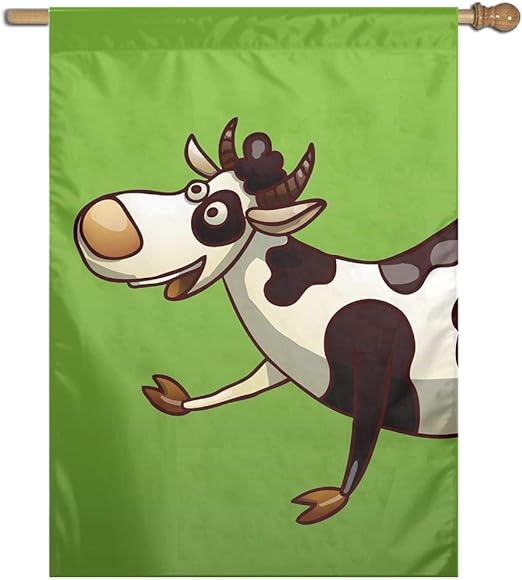 Amazon Com Garden Flag Cow Funny Cartoon Lawn Banner Outdoor Yard