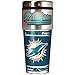 NFL Miami Dolphins Metallic Travel Tumbler, Stainless Steel and Black Vinyl, 16-Ounce
