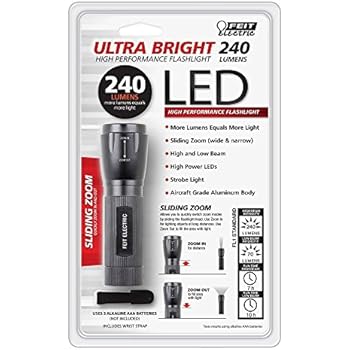 FEIT Electric LED Silver Flashlight Kit | 1000, 500, 250 Lumens | Slide