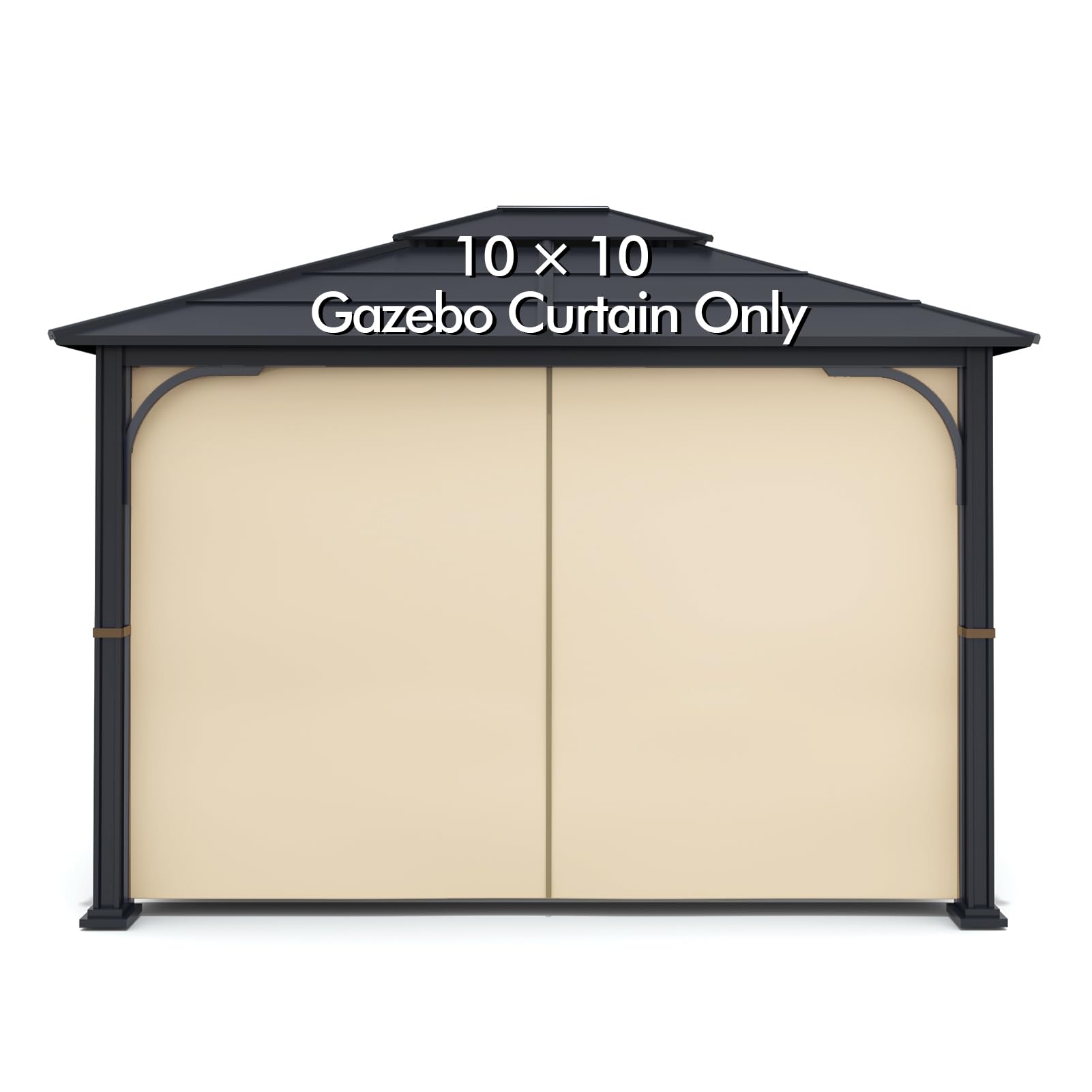 Photo 1 of Gazebo Universal Replacement Privacy Curtain - Wonwon Privacy Panel Canopy Side Wall with Zipper for 10' x 10' Outdoor Gazebo (Beige), Beige-1010-ZYB