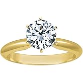 Houston Diamond District 1/2 Carat Lab Grown 6 Prong Solitaire Round Cut IGI CERTIFIED Diamond Engagement Ring in 18K Gold (0.5 Ct,H-I Color VS1-VS2 Clarity)