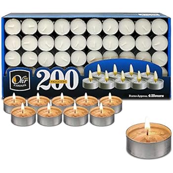 Ohr Tea Light Candles - 200 Bulk Pack - White Unscented Travel, Centerpiece, Decorative Candle - 4 Hour Burn Time.