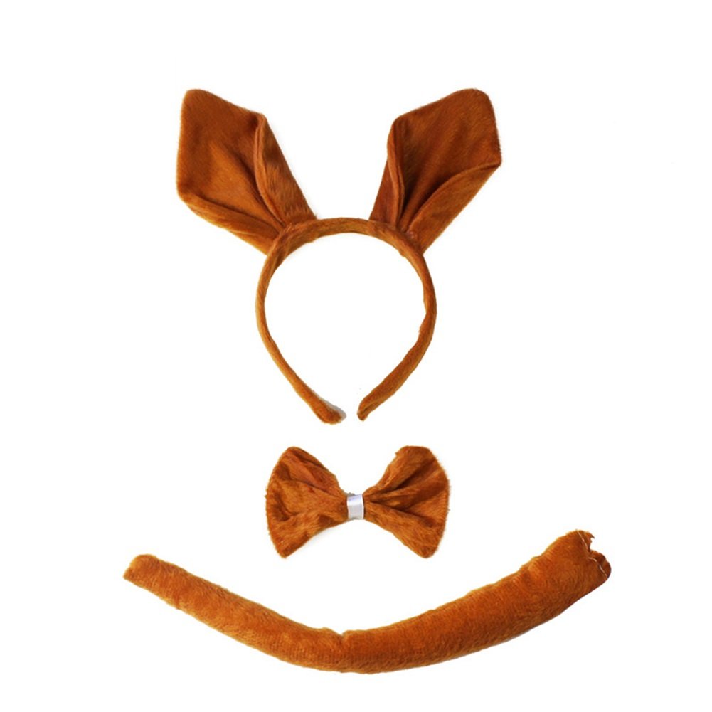 She's Shining Kangaroo Ears Headband Animal Bow Tie Tail Fancy Dress Set Christmas Party Costume Adults