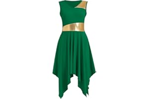 ZYACTU Womens Praise Dance Dress V-Neck Sleeveless Liturgical Worship Dress Lyrical Contemporary Dance Costumes