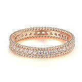 Women's 4mm Wide AAA Cubic zirconia 14K Rose Gold Plated Eternity Rings Wedding Band,Size 6
