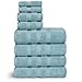 Vivendi FBA_643019870792 8 Piece Infinity Zero Twist Towel Set, Sea Glass