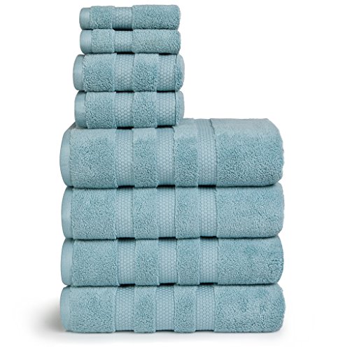 Vivendi FBA_643019870792 8 Piece Infinity Zero Twist Towel Set, Sea Glass