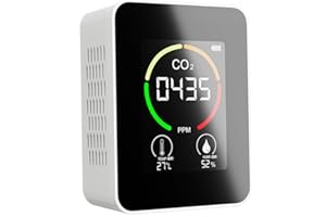 LOORGVEL 3-in-1 Air Quality Monitor Co2 Detector Temperature and Humidity Sensor, White, Fast Measurement for Warehouse and G