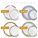 Laura Stein Designer Dinnerware Set | 64 Disposable Plastic Party Plates | White Wedding Plate with Blue Rim & Gold Accents | Includes 32 x 10.75 Dinner Plates + 32 x 7.5” Salad Plates | Cobalt Blue