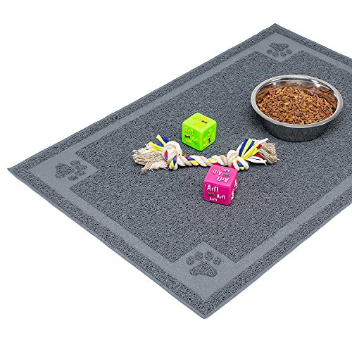 H&ZT Pet Feeding Mat,Pet Bowl Mat for Dogs and Cats,Non-Slip Absorbent Waterproof Dog Food Mat (35"x24", Grey) - Thumbnail 7
