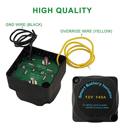 Dual Battery Isolator Kit HORSMILE 12V 140Amp Voltage Sensitive Relay & Wiring Cable Kit