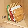 mDesign-Set-of-2-Kitchen-Bakeware-Organiser-Chrome-Plated-Metal-Baking-Tray-Rack-and-Cutting-Board-Holder-Ideal-Kitchen-Storage-Solution-Silver mDesign Set of 2 Kitchen Bakeware Organiser - Chrome Plated Metal Baking Tray Rack and Cutting Board Holder - Ideal…