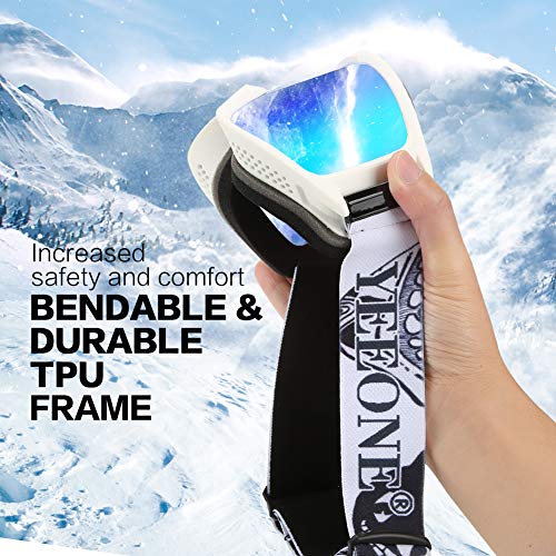 YEEONE Ski Snowboard Goggles Fit Over Glasses with Ski Mask, Anti Fog