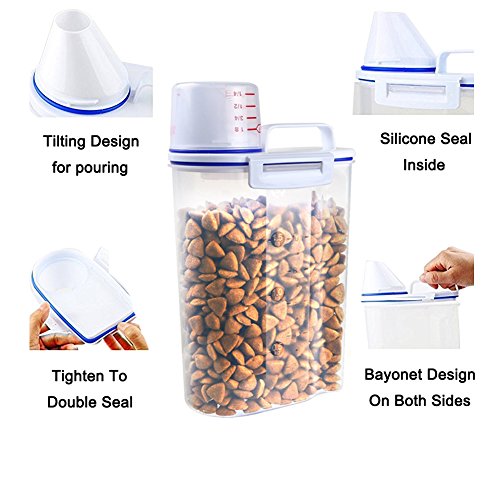 Miaowoof Dog Food Storage Container, Wellood Pet/Cat Food Storage Bin with 2-Pack Collapsible Dog Bowl for Home Outdoor Travel. - Thumbnail 4