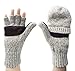 Korlon Wool Knitted Convertible Fingerless Gloves with Mitten Cover, Beige