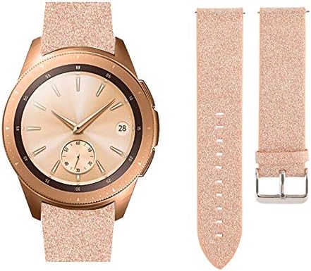 AKOPUGA Compatible with Galaxy Gear S2 Watch Bands 20mm/42mm Shiny Leather Strap Glitter Sparkling Wristband for Samsung Galaxy Watch 42mm/S2 Classic Smartwatch/SM-R810/SM-R815(Rose Gold 20mm/42mm)