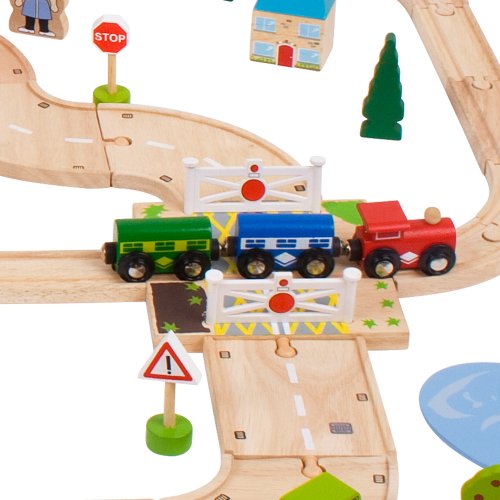 Bigjigs Rail Rural Rail and Road Set - Other Major Wooden Rail Brands are Compatible