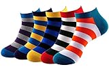 EZclassy-Fashion Strip Sport Crew Ankle Low Cut Socks Pack Of 5 Pairs