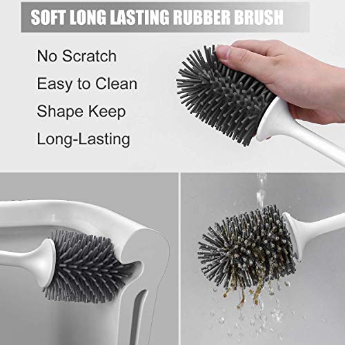 MEKEET Toilet Bowl Cleaner Brush and Holder Set for Bathroom Cleaning