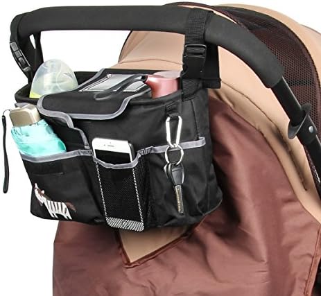 Baby Jogging Stroller Organizer Bag - Stars Wish Universal Lightweight Jogger Stroller Diaper Bag Organizer With Double Cup Holders, Mesh bags, Lots of Storage for Phones, Wallets, Drinks and Toys