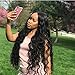 ForQueens Black Wavy Wig Synthetic Natural Long Curly Wigs Loose Body Wave Wigs Heat Resistant Fiber Full Wigs for Women