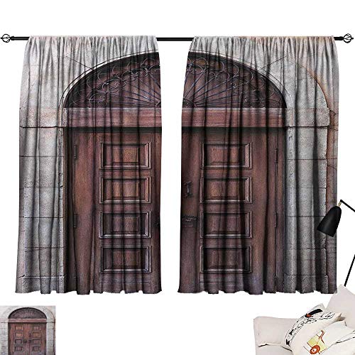 Michaeal Rustic Window Darkening Curtains Arched Wooden Venetian