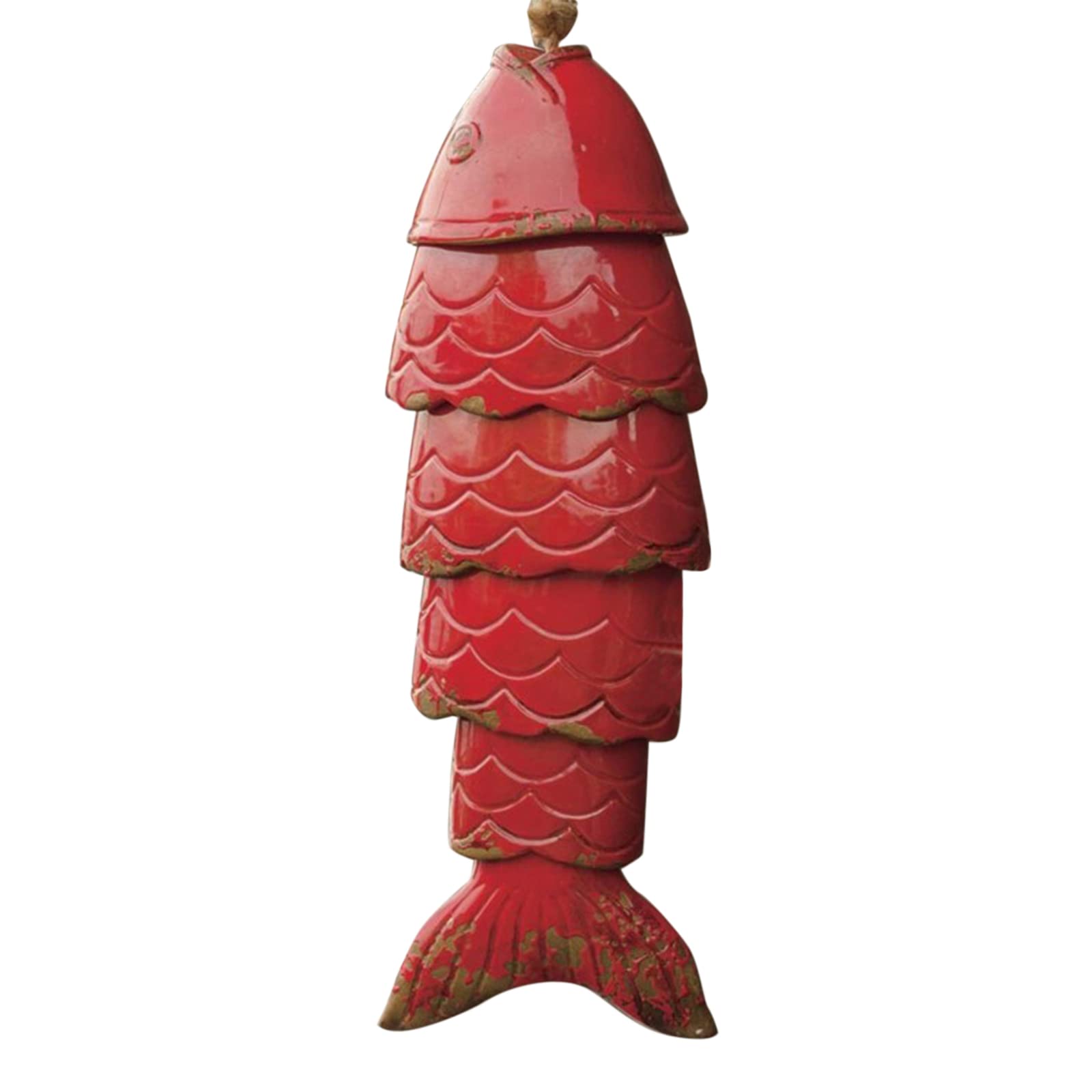 TITA-DONG Creative Metal Koi Fish Garden Wind Chime Home Ornaments, Colored Koi Fish Wind Chime,Distressed Koi Fish Ornament Metal Koi Fish Wind Chime for Outdoor Garden Home Decor(red)
