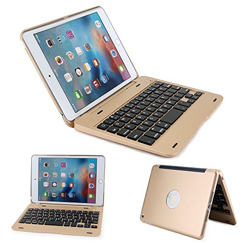 iPad Mini 4 Keyboard Case, iEGrow F1+ Ultra Slim Clamshell Lightweight Keyboard Case for iPad Mini 4 Model A1538/A1550(Gold) - Thumbnail 7