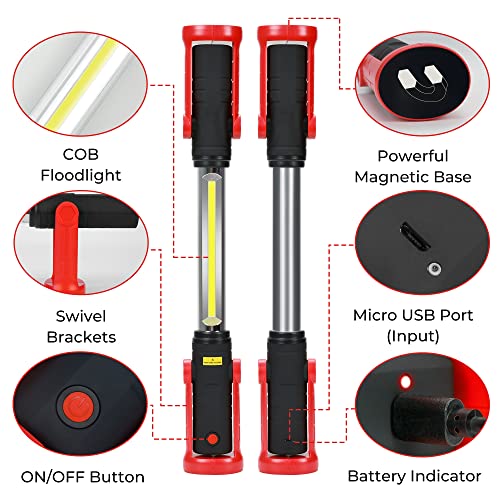Rechargeable Work Light, 1500Lumens LED Underhood Work Light with 270