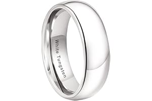 TUTISS 3mm 4mm 5mm 6mm 7mm 8mm 10mm White Tungsten Rings for Men Women Engagement Wedding Bands Domed Polished Comfort Fit
