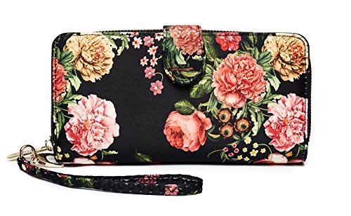 LOVESHE Women wallet RFID Blocking Purse Credit Card Clutch Zip Around Phone Clutch Large Travel Purse Wristlet Bohemian